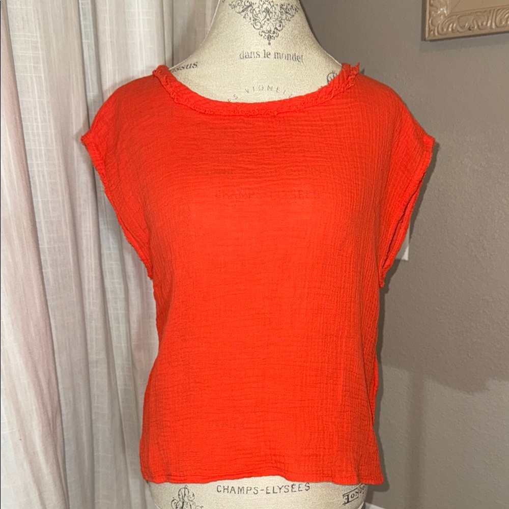 Philosophy Republic Clothing Women's shirt Coral Orange Top shortsleeve blouse S - Picture 4 of 10